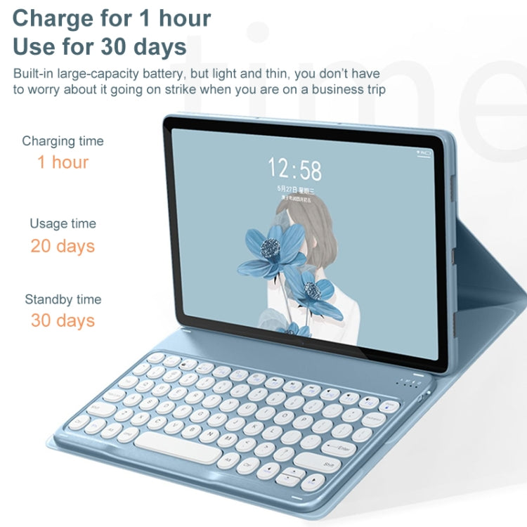 For Lenovo Tab M10 Plus 10.6 3rd Gen 2022 YM-LX106 Round Key Detachable Bluetooth Tablet Keyboard Leather Case without Mouse(Black) - free shipping - PMC TechLife - Order now!