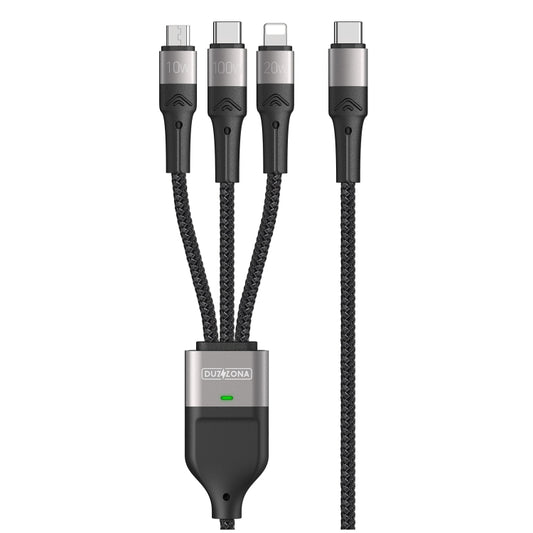 DUZZONA A4 5A USB-C / Type-C to USB-C / Type-C + 8 Pin + Micro USB Fast Charging Data Cable, Cable Length: 1.3m - Multifunction Cable by DUZZONA | Online Shopping South Africa | PMC Jewellery | Buy Now Pay Later Mobicred