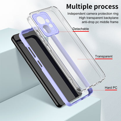 For Xiaomi Redmi Note 12 4G Global 3 in 1 Clear TPU Color PC Frame Phone Case(Purple) - Note 12 Cases by PMC Jewellery | Online Shopping South Africa | PMC Jewellery