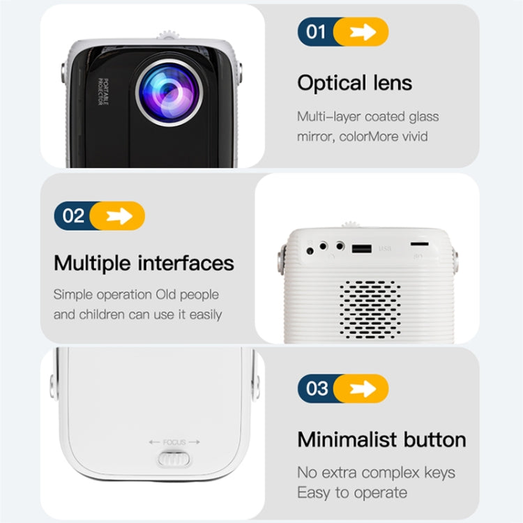 A007 Portable 1280 x 720 HD 113 ANSI Smart LED Projector, Plug:UK Plug(White) - Mini Projector by PMC TechLife | Online Shopping South Africa | PMC TechLife | Buy Now Pay Later Mobicred