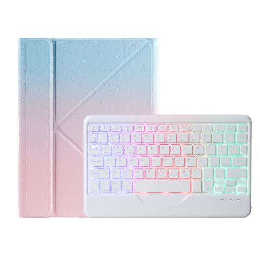 For iPad 10th Gen 10.9 2022 B10S Triangle Holder Three-color Backlight Bluetooth Keyboard Leather Case(Blue Pink) - Universal by PMC Jewellery | Online Shopping South Africa | PMC Jewellery