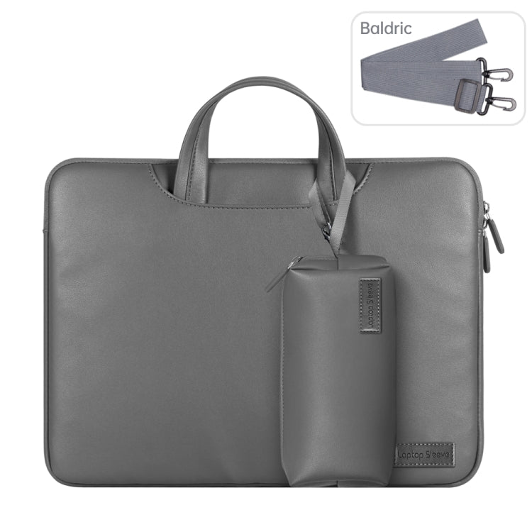 Waterproof PU Laptop Bag Inner Bag with Power Pack, Size:13 / 14 inch(Grey) - Other by PMC Jewellery | Online Shopping South Africa | PMC Jewellery | Buy Now Pay Later Mobicred