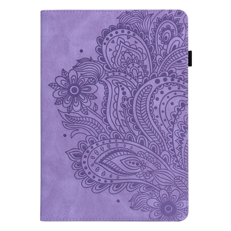 For Samsung Galaxy Tab S9 / S9 FE Peacock Embossed Pattern Leather Tablet Case(Purple) - Galaxy Tab S9 Cases by PMC Jewellery | Online Shopping South Africa | PMC Jewellery | Buy Now Pay Later Mobicred