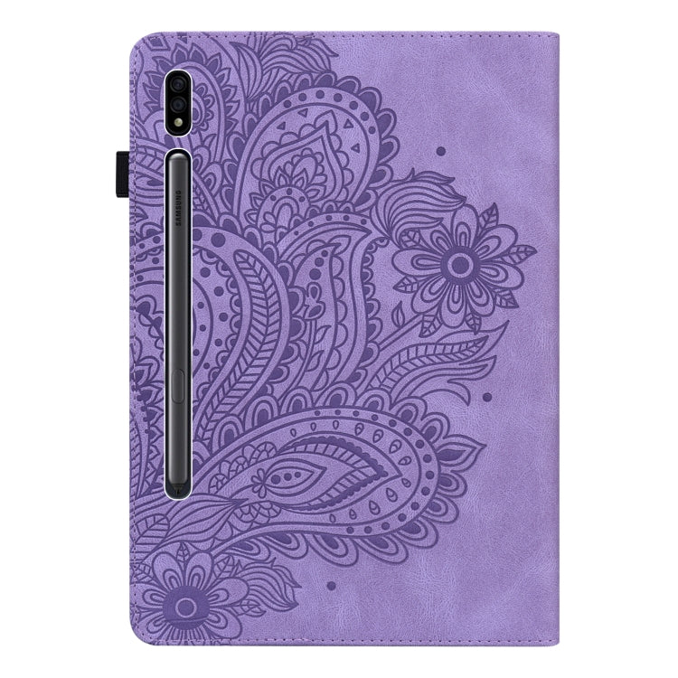 For Samsung Galaxy Tab S9 / S9 FE Peacock Embossed Pattern Leather Tablet Case(Purple) - Galaxy Tab S9 Cases by PMC Jewellery | Online Shopping South Africa | PMC Jewellery | Buy Now Pay Later Mobicred