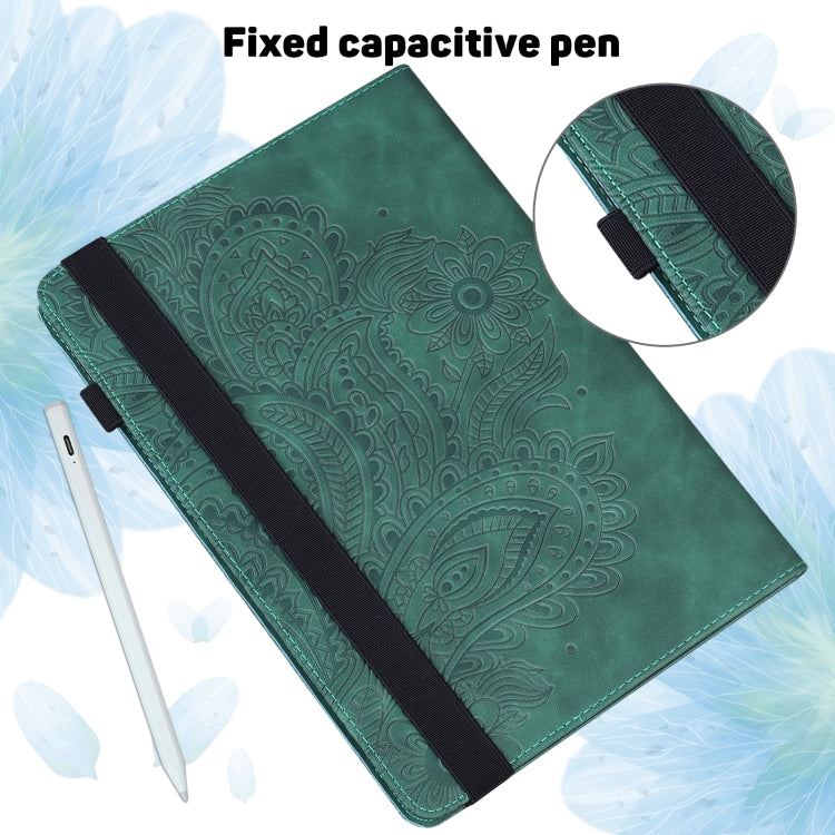 For Samsung Galaxy Tab S9 / S9 FE Peacock Embossed Pattern Leather Tablet Case(Green) - Galaxy Tab S9 Cases by PMC Jewellery | Online Shopping South Africa | PMC Jewellery | Buy Now Pay Later Mobicred