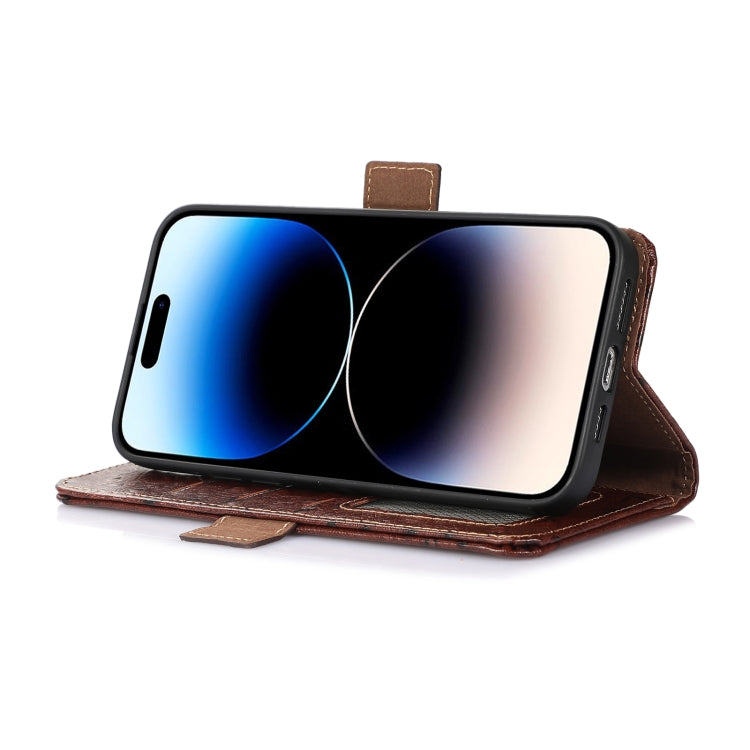 For Google Pixel 8 Pro Ostrich Pattern Genuine Leather RFID Phone Case(Coffee) - Google Cases by PMC TechLife | Online Shopping South Africa | PMC TechLife | Buy Now Pay Later Mobicred