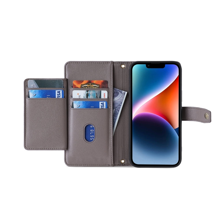 For Huawei P60 / P60 Pro Sheep Texture Cross-body Zipper Wallet Leather Phone Case(Grey) - Huawei Cases by PMC TechLife | Online Shopping South Africa | PMC TechLife | Buy Now Pay Later Mobicred