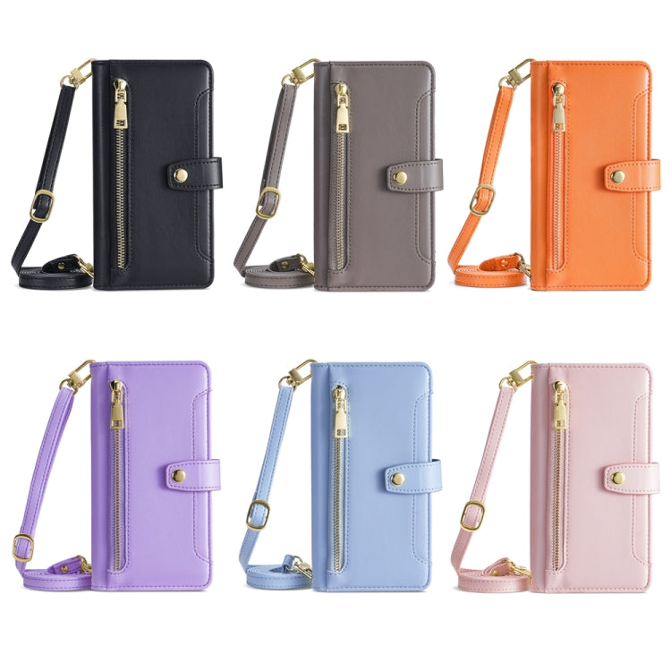 For Huawei P60 / P60 Pro Sheep Texture Cross-body Zipper Wallet Leather Phone Case(Grey) - Huawei Cases by PMC TechLife | Online Shopping South Africa | PMC TechLife | Buy Now Pay Later Mobicred