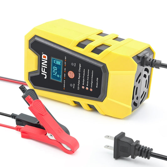 JFIND JF08 12V Mini Car Battery Charger Battery Restoration Instrument(US Plug Yellow) - Battery Charger by JFIND | Online Shopping South Africa | PMC Jewellery | Buy Now Pay Later Mobicred