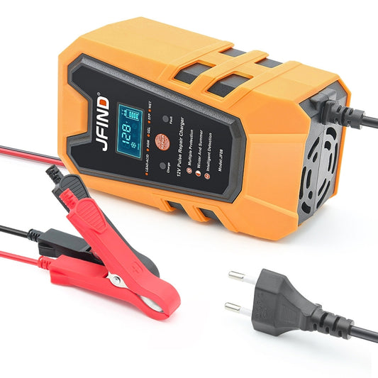 JFIND JF08 12V Mini Car Battery Charger Battery Restoration Instrument(EU Plug Orange) - Battery Charger by JFIND | Online Shopping South Africa | PMC Jewellery | Buy Now Pay Later Mobicred