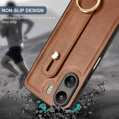 For Xiaomi Redmi 13C 4G/Poco C65 Wristband Leather Back Phone Case(Brown) - 13C Cases by PMC Jewellery | Online Shopping South Africa | PMC Jewellery | Buy Now Pay Later Mobicred