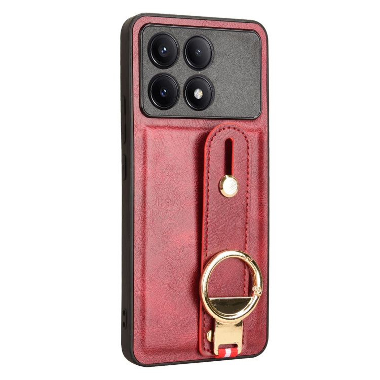 For Xiaomi Redmi K70/K70 Pro Wristband Leather Back Phone Case(Red) - K70 Pro Cases by PMC Jewellery | Online Shopping South Africa | PMC Jewellery | Buy Now Pay Later Mobicred