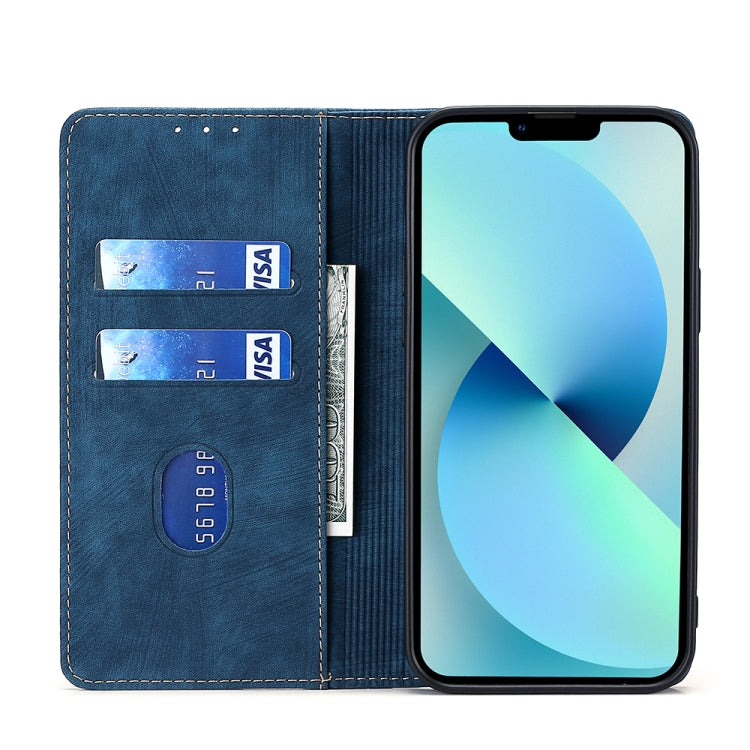 For Blackview A52 RFID Anti-theft Brush Magnetic Leather Phone Case(Blue) - More Brand by PMC Jewellery | Online Shopping South Africa | PMC Jewellery | Buy Now Pay Later Mobicred