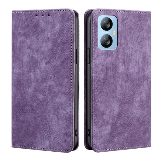 For Blackview A52 RFID Anti-theft Brush Magnetic Leather Phone Case(Purple) - More Brand by PMC Jewellery | Online Shopping South Africa | PMC Jewellery | Buy Now Pay Later Mobicred