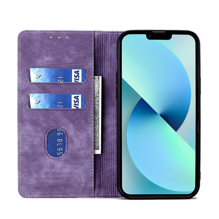 For Blackview A52 RFID Anti-theft Brush Magnetic Leather Phone Case(Purple) - More Brand by PMC Jewellery | Online Shopping South Africa | PMC Jewellery | Buy Now Pay Later Mobicred