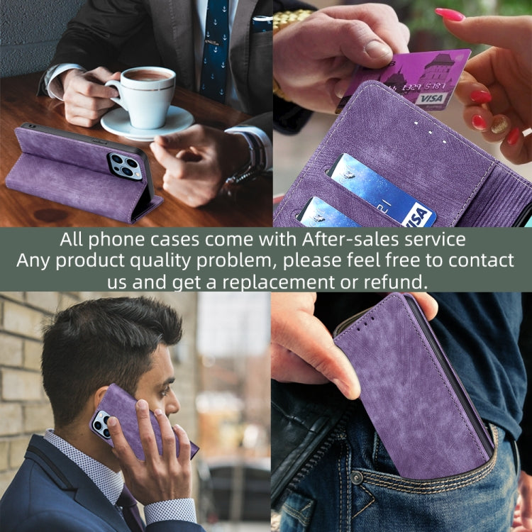 For Blackview A52 RFID Anti-theft Brush Magnetic Leather Phone Case(Purple) - More Brand by PMC Jewellery | Online Shopping South Africa | PMC Jewellery | Buy Now Pay Later Mobicred