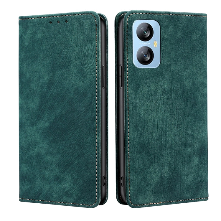 For Blackview A52 RFID Anti-theft Brush Magnetic Leather Phone Case(Green) - More Brand by PMC Jewellery | Online Shopping South Africa | PMC Jewellery | Buy Now Pay Later Mobicred