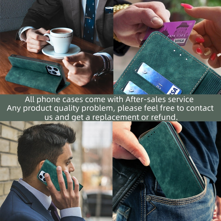 For Blackview A85 RFID Anti-theft Brush Magnetic Leather Phone Case(Green) - More Brand by PMC Jewellery | Online Shopping South Africa | PMC Jewellery | Buy Now Pay Later Mobicred