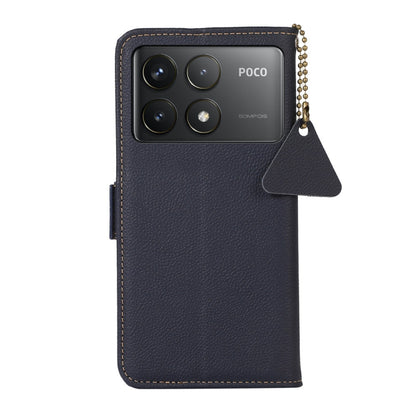 For Xiaomi Redmi K70 Side-Magnetic TJ Genuine Leather RFID Phone Case(Blue) - K70 Cases by PMC Jewellery | Online Shopping South Africa | PMC Jewellery | Buy Now Pay Later Mobicred