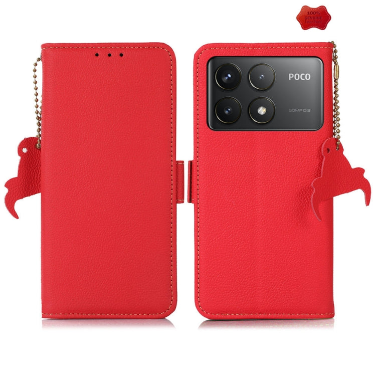 For Xiaomi Redmi K70 Pro Side-Magnetic TJ Genuine Leather RFID Phone Case(Red) - K70 Pro Cases by PMC Jewellery | Online Shopping South Africa | PMC Jewellery | Buy Now Pay Later Mobicred