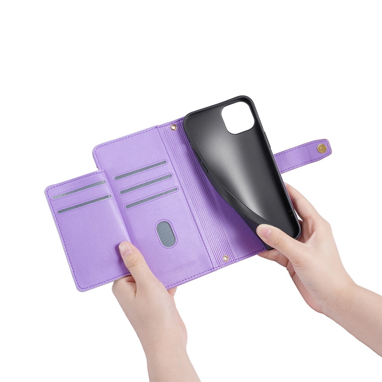 For Nokia C32 Sheep Texture Cross-body Zipper Wallet Leather Phone Case(Purple) - Nokia Cases by PMC TechLife | Online Shopping South Africa | PMC TechLife | Buy Now Pay Later Mobicred