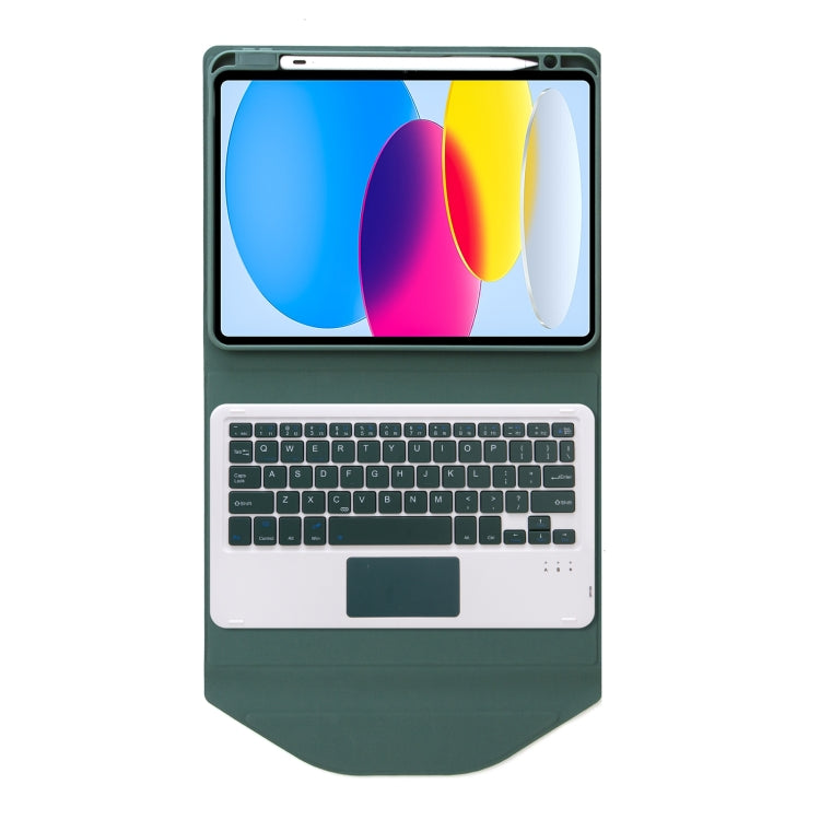 Z10B-A For iPad 10th Gen 10.9 2022 Pen Slot Touchpad Bluetooth Keyboard Leather Tablet Case(Green) - Universal by PMC TechLife | Online Shopping South Africa | PMC TechLife