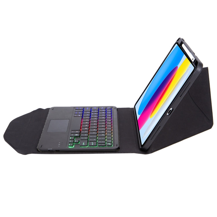 Z10B-AS For iPad 10th Gen 10.9 2022 Pen Slot Touchpad Backlight Bluetooth Keyboard Leather Tablet Case(Black) - Universal by PMC TechLife | Online Shopping South Africa | PMC TechLife