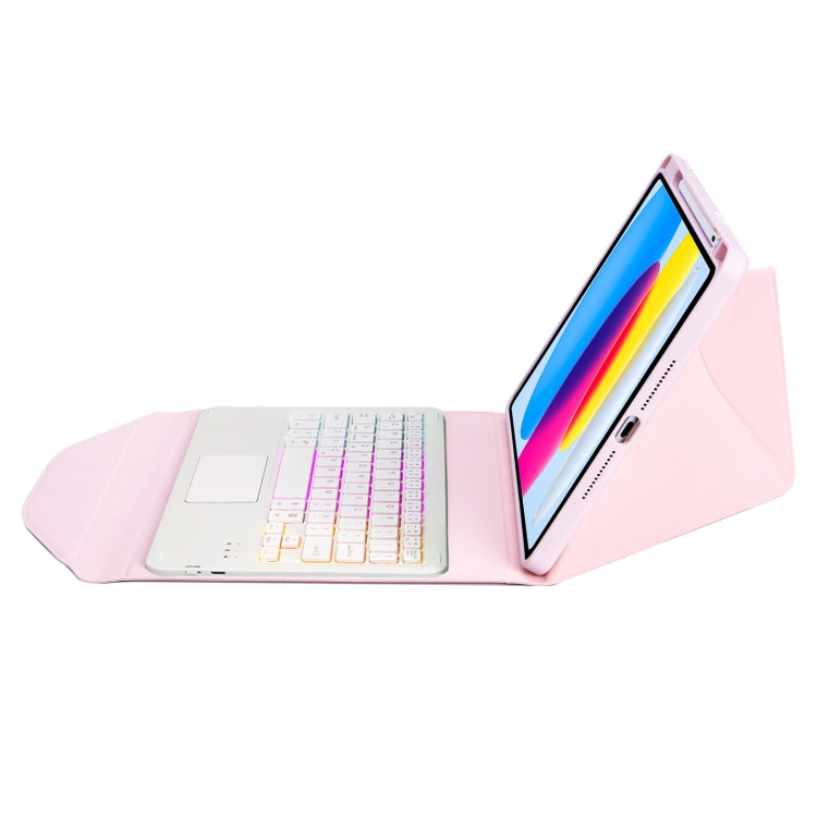 Z10B-AS For iPad 10th Gen 10.9 2022 Pen Slot Touchpad Backlight Bluetooth Keyboard Leather Tablet Case(Pink) - Universal by PMC TechLife | Online Shopping South Africa | PMC TechLife