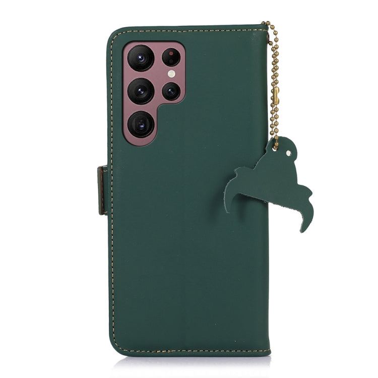 For Samsung Galaxy S24 Ultra 5G Genuine Leather Magnetic RFID Leather Phone Case(Green) - Galaxy S24 Ultra 5G Cases by PMC Jewellery | Online Shopping South Africa | PMC Jewellery | Buy Now Pay Later Mobicred