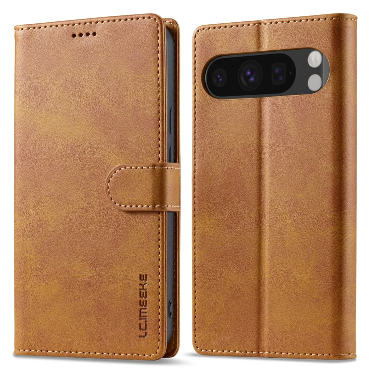 For Google Pixel 9 / 9 Pro LC.IMEEKE Calf Texture Flip Leather Phone Case(Yellow) - Google Cases by LC.IMEEKE | Online Shopping South Africa | PMC Jewellery | Buy Now Pay Later Mobicred