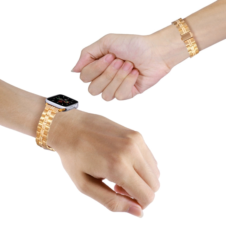 3-Beads Stripe Metal Watch Band For Apple Watch 9 45mm(Gold) - free shipping - PMc TechLife - Order now!