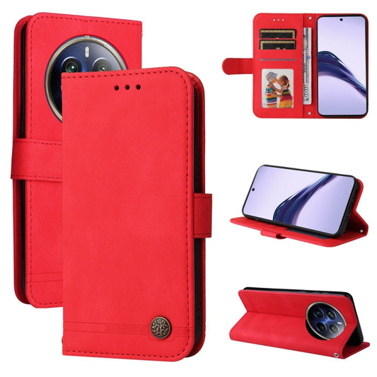 For Realme 13 Pro / 13 Pro+ / 12 Pro Skin Feel Life Tree Metal Button Leather Phone Case(Red) - Realme Cases by PMC Jewellery | Online Shopping South Africa | PMC Jewellery | Buy Now Pay Later Mobicred