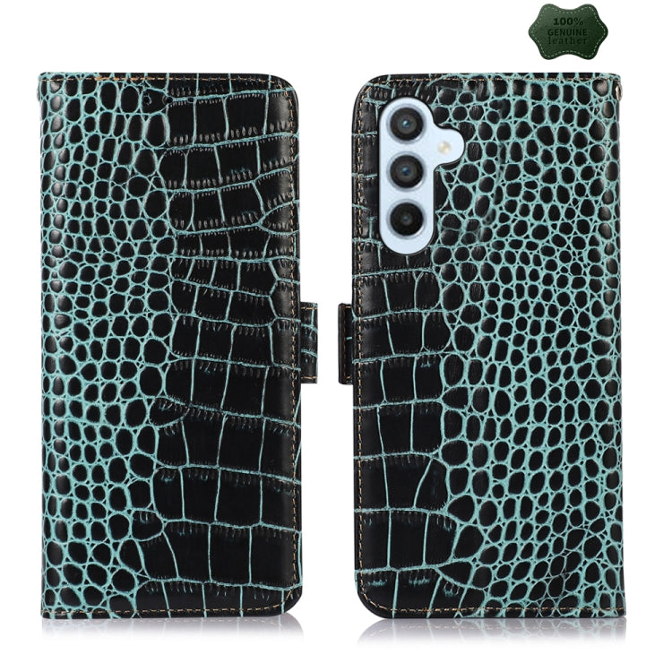 For Samsung Galaxy S24+ Crocodile Top Layer Cowhide Leather Phone Case(Green) - Galaxy Phone Cases by PMC Jewellery | Online Shopping South Africa | PMC Jewellery | Buy Now Pay Later Mobicred