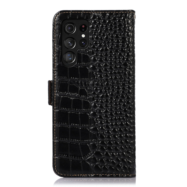 For Samsung Galaxy S24 Ultra Crocodile Top Layer Cowhide Leather Phone Case(Black) - Galaxy Phone Cases by PMC Jewellery | Online Shopping South Africa | PMC Jewellery | Buy Now Pay Later Mobicred