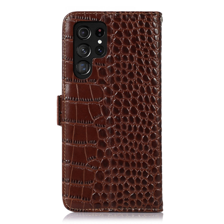 For Samsung Galaxy S24 Ultra Crocodile Top Layer Cowhide Leather Phone Case(Brown) - Galaxy Phone Cases by PMC Jewellery | Online Shopping South Africa | PMC Jewellery | Buy Now Pay Later Mobicred