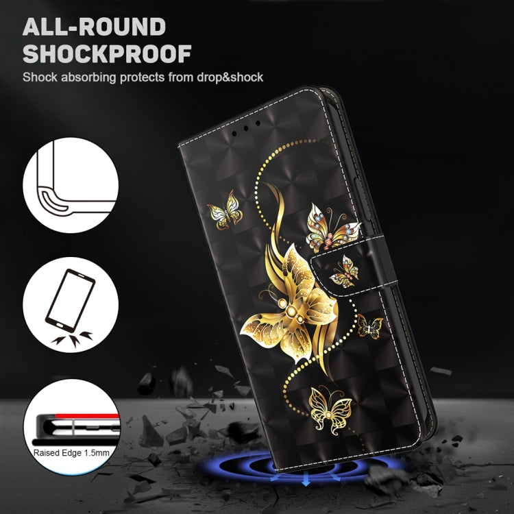 For Xiaomi Redmi Note  12 Pro+ 5G Global 3D Painted Pattern Leather Phone Case(Golden Butterfly) - Xiaomi Cases by PMC Jewellery | Online Shopping South Africa | PMC Jewellery | Buy Now Pay Later Mobicred