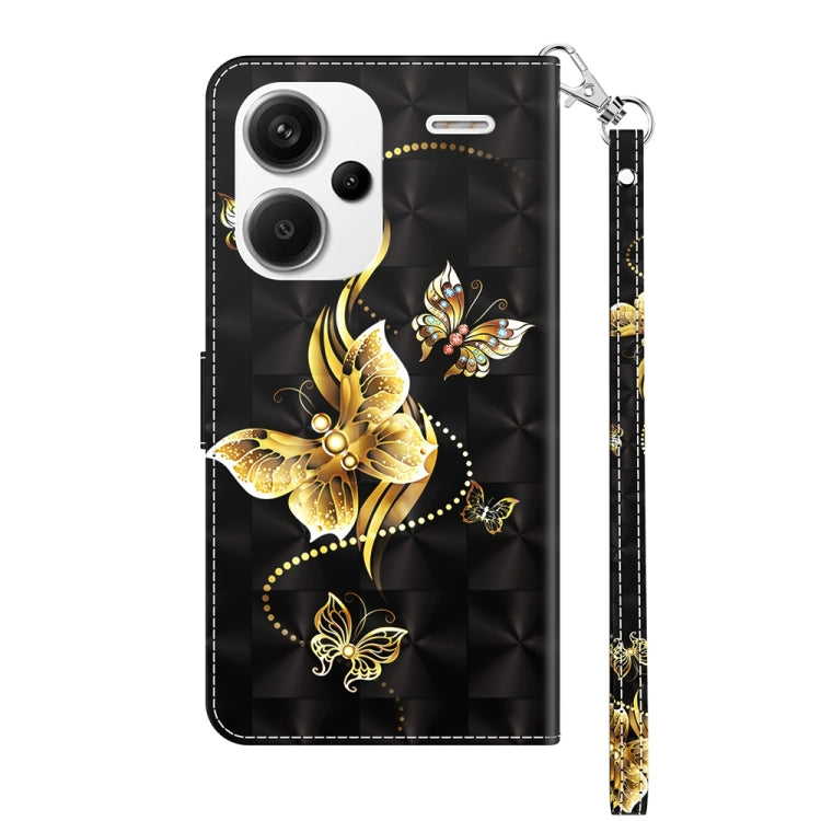 For Xiaomi Redmi Note 13 Pro+ 3D Painted Pattern Leather Phone Case(Golden Butterfly) - Note 13 Pro+ Cases by PMC Jewellery | Online Shopping South Africa | PMC Jewellery | Buy Now Pay Later Mobicred