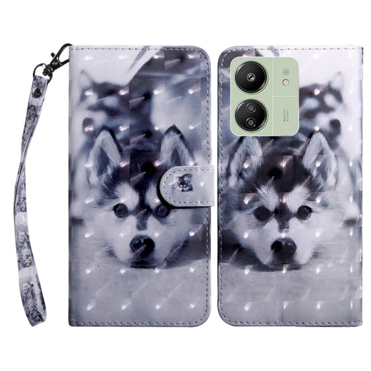 For Xiaomi Redmi 13C 3D Painted Pattern Leather Phone Case(Husky) - 13C Cases by PMC Jewellery | Online Shopping South Africa | PMC Jewellery | Buy Now Pay Later Mobicred