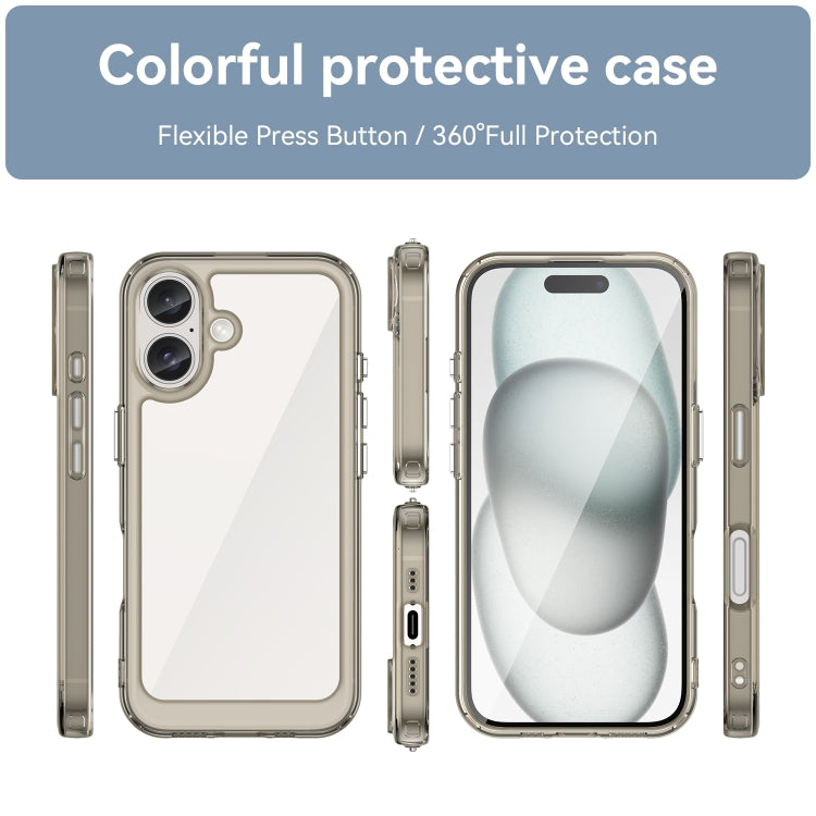 For iPhone 16 Plus Colorful Series Acrylic + TPU Phone Case(Transparent Grey) - iPhone 16 Plus Cases by PMC Jewellery | Online Shopping South Africa | PMC Jewellery | Buy Now Pay Later Mobicred