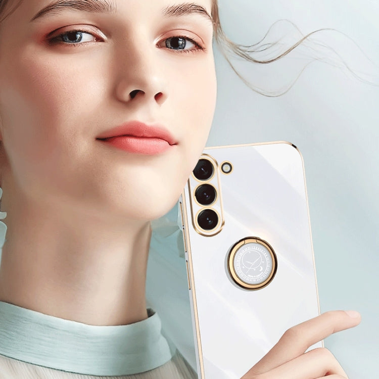 For Samsung Galaxy S24+ 5G XINLI Straight Edge 6D Electroplate TPU Phone Case with Ring Holder(Celestial Blue) - free shipping - PMC Jewellery - Order now!