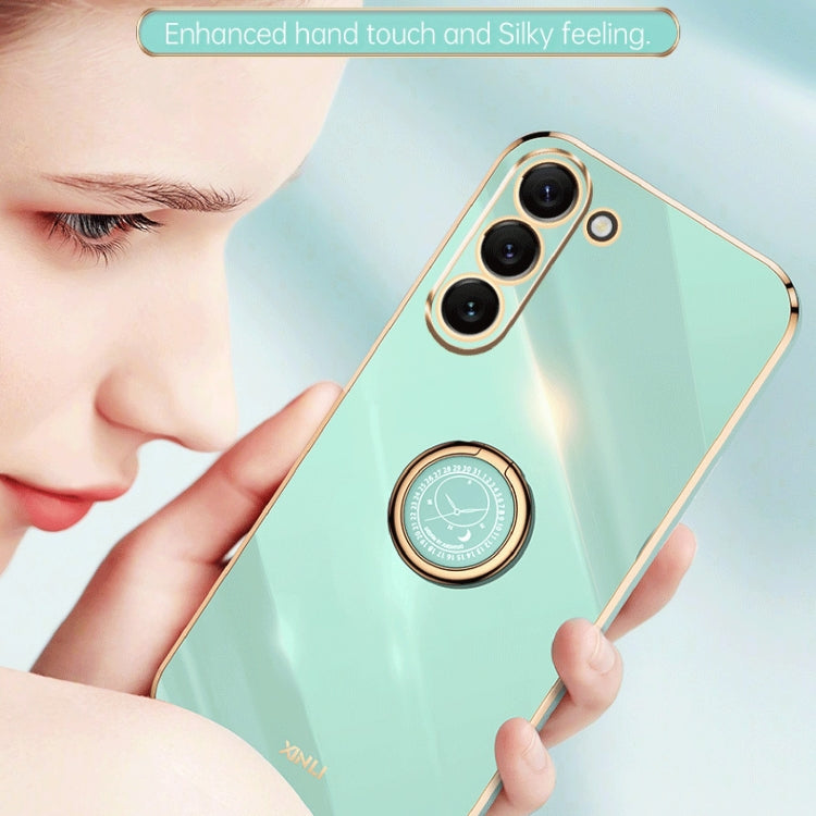 For Samsung Galaxy S24+ 5G XINLI Straight Edge 6D Electroplate TPU Phone Case with Ring Holder(Celestial Blue) - free shipping - PMC Jewellery - Order now!