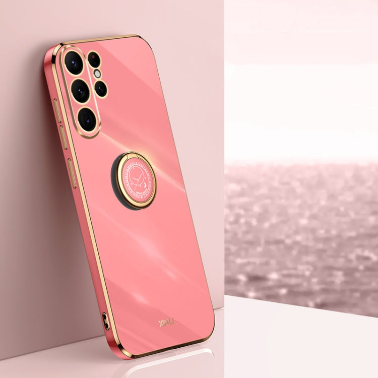 For Samsung Galaxy S24 Ultra 5G XINLI Straight Edge 6D Electroplate TPU Phone Case with Ring Holder(Hawthrn Red) - free shipping - PMC Jewellery - Order now!