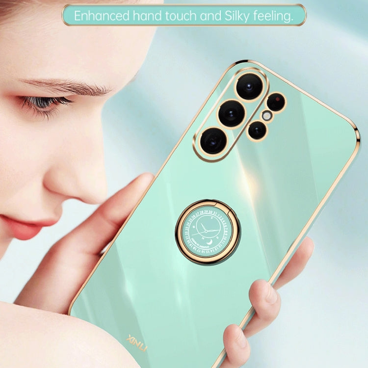 For Samsung Galaxy S24 Ultra 5G XINLI Straight Edge 6D Electroplate TPU Phone Case with Ring Holder(Hawthrn Red) - free shipping - PMC Jewellery - Order now!