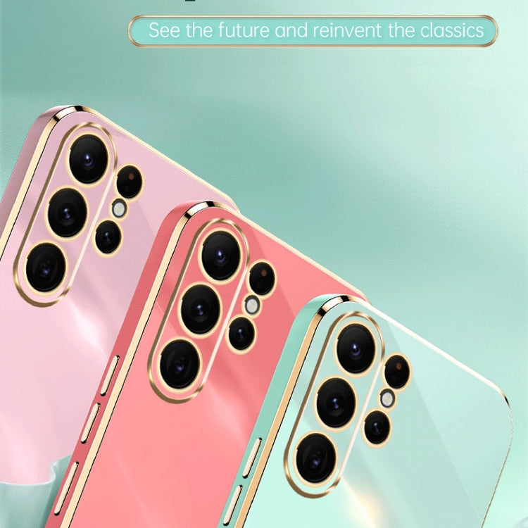 For Samsung Galaxy S24 Ultra 5G XINLI Straight Edge 6D Electroplate TPU Phone Case with Ring Holder(Pink) - free shipping - PMC Jewellery - Order now!