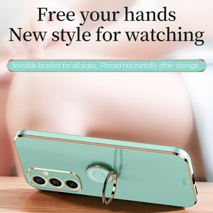 For Samsung Galaxy A35 5G XINLI Straight Edge 6D Electroplate TPU Phone Case with Ring Holder(Pink) - Galaxy Phone Cases by XINLI | Online Shopping South Africa | PMC TechLife