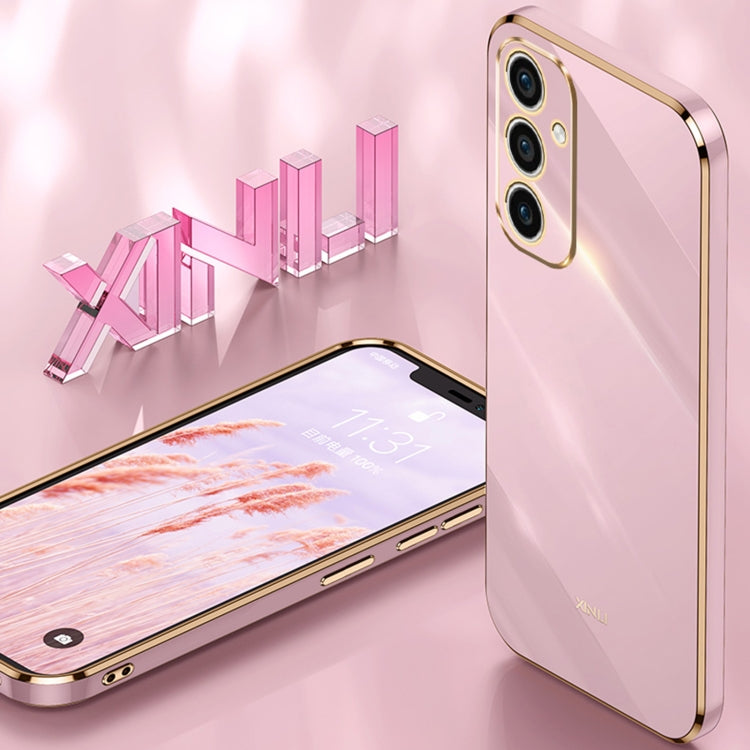 For Samsung Galaxy A35 5G XINLI Straight Edge 6D Electroplate TPU Phone Case with Ring Holder(Pink) - Galaxy Phone Cases by XINLI | Online Shopping South Africa | PMC TechLife