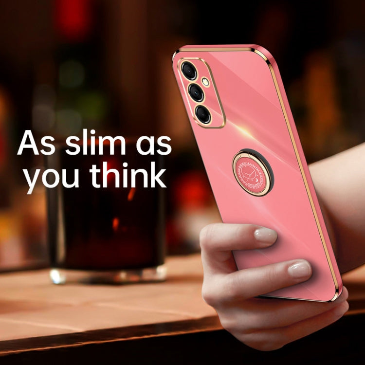 For Samsung Galaxy A55 XINLI Straight Edge 6D Electroplate TPU Phone Case with Ring Holder(Pink) - Galaxy Phone Cases by XINLI | Online Shopping South Africa | PMC TechLife