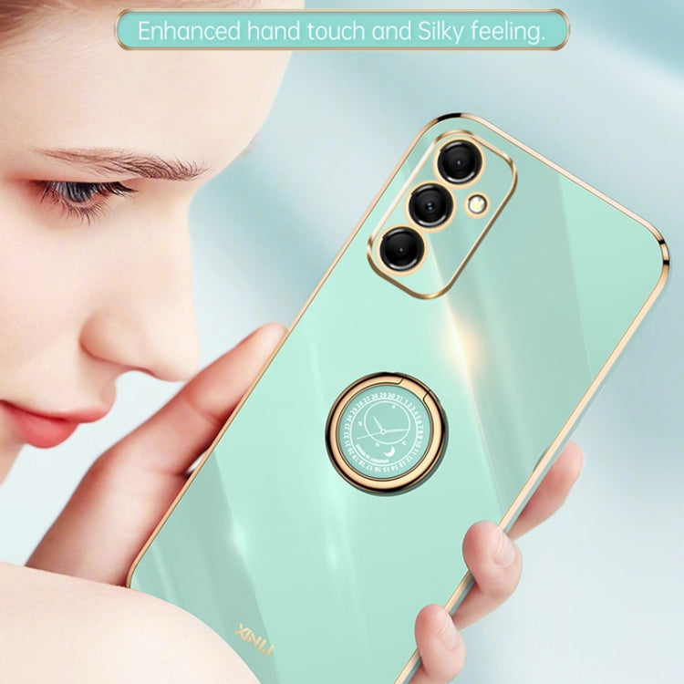 For Samsung Galaxy A55 XINLI Straight Edge 6D Electroplate TPU Phone Case with Ring Holder(Pink) - Galaxy Phone Cases by XINLI | Online Shopping South Africa | PMC TechLife