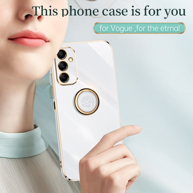 For Samsung Galaxy A15 XINLI Straight Edge 6D Electroplate TPU Phone Case with Ring Holder(White) - Galaxy Phone Cases by XINLI | Online Shopping South Africa | PMC Jewellery