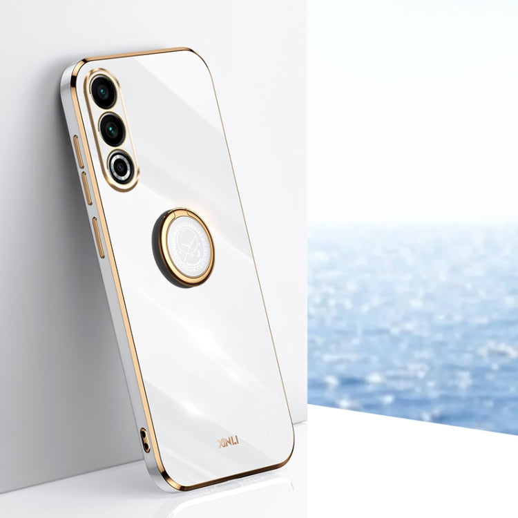 For Meizu 20 5G XINLI Straight Edge 6D Electroplate TPU Phone Case with Ring Holder(White) - free shipping - PMC Jewellery - Order now!